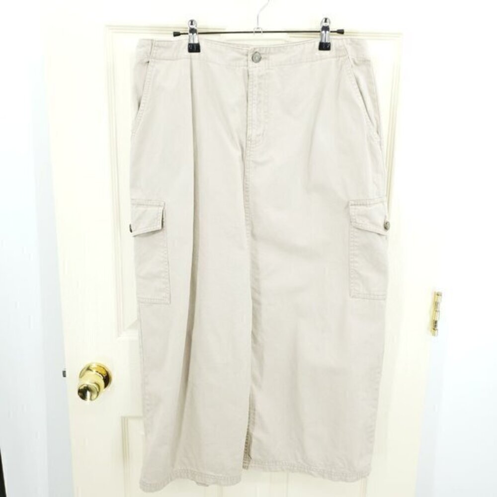 bill blass Khaki Cargo Pocket Midi Skirt 12 100% Cotton